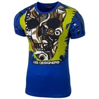 Baxboy T-Shirt Baxboy Herren Totenkopf Kurzarm T-Shirt mit Strass Steinen Design 3263