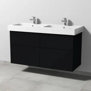 Sanipa 3way Waschtischunterbau zu Geberit iCon Waschtisch mit 4 Auszügen, Schwarz-Matt SF65608