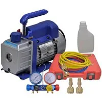 vidaXL Klimamesser Vakuumpumpe Einstufig mit 4-Wege-Verteiler-Manometer Set