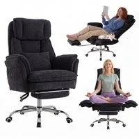 UEV Bürostuhl ergonomisch mit klappbarer Fußstütze Mesh bis 226kg, neigbar bis 150° (Packung), Hochklappbare Armlehnen/Integrierte Fußstütze/leichtgängiges Rad