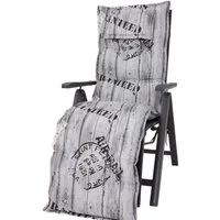 KETTtex Sesselauflage Relaxliege Rom 0778 grau Schrift Stempel 170x50x9 cm KETTtex