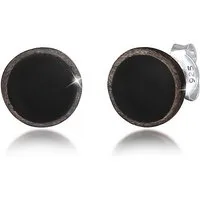 Kuzzoi Paar Ohrstecker Basic Kreis Geo Emaille Schmuck Geschenk 925 Silber, Geo