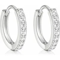 LÖB Paar Creolen Silber Ohrringe Creolen Zirkonia Strass Steine Rund Klein Damen Herren (Geschenke für Frauen Damen Beste Freundin Mutter Mama Ehefrau Oma sie zum Geburtstag Schmuck Sommer, Inkl. Schmuckbox), Glitzer Strass Steinchen Weiß Brautschmuc