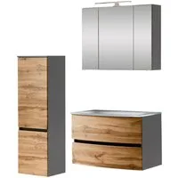 welltime Badezimmer-Set Kaunas, (Set, 3-St), bestehend aus Waschtisch-Set mit Midischrank, Breite 120 cm