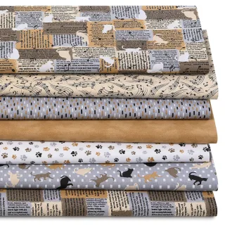 Patchwork- und Quiltpaket "Zeitung & Katzen", braun-color
