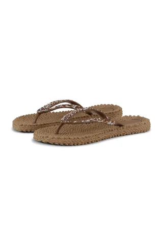 Ilse Jacobsen Hornbaek - Flip Flops With Rhinestones mocca - Gr. - 39