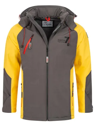 Arctic Seven Herren Softshell Jacke – Dunkelgrau-Gelb