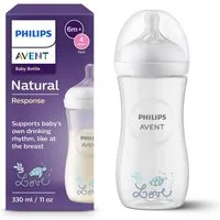 Philips AVENT Babyflasche Natural Response Babyflasche, 330ml, schnelle Durchflussrate