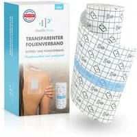 Health Press Wundpflaster Transparenter Folienverband, Tattoo Pflaster Wasserfest, Duschpflaster (15cm x 10m, 1 Rolle), Dermatologisch getestet