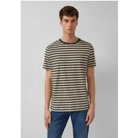 s.Oliver Kurzarmshirt T-Shirt Gestreiftes T-Shirt in Flammgarnstruktur