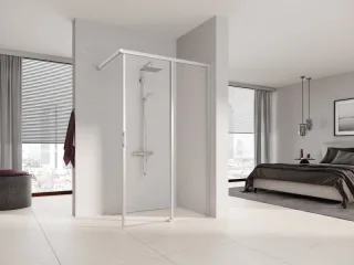 Kermi Gleittür LIGA J2R 1100x2000 BV: 1075-1100, silber hochglanz ESG klar LIJ2R11020VAK