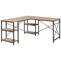 en.casa Schreibtisch, »Klirurud« mit 2 Regalen L-förmig 150x150x75 cm Eicheoptik