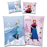 Familando Kinderbettwäsche Set Disney Frozen Die Eiskönigin 135x200 + 80x80 cm aus 100% Baumwolle, Renforcé, 2 teilig, "Diamonds" mit Anna, Elsa und Olaf
