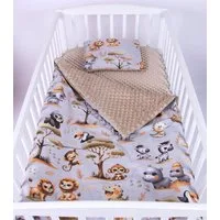 Babydecke BABYLUX Babydecke Krabbeldecke MINKY Kuscheldecke 75x100 cm+KISSEN, BabyLux, K149 - Beige + Dschungel