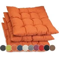 sunnypillow Stuhlkissen 4er Set Stuhlkissen mit Bändern Ontario, Orange