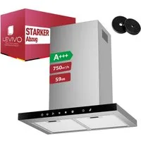 Levivo Wandhaube A+++ 750 m³/h Dunstabzugshaube 60cm Umluft & Abluft A+++ 750 m³/h Dunstabzugshaube 60cm Umluft & Abluft, Aktivkohlefiltern, Fettfiltern, LED-Beleuchtung
