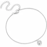 Firetti Fußkette mit Anhänger Schmuck Geschenk Silber 925 Körperschmuck Ankerkette Anhänger Solitär, mit Zirkonia (synth)