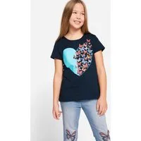 bonprix T-Shirt Regular Fit, Kurzarm, aus Baumwolle, mit Schmetterlings-Print