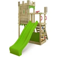 FATMOOSE Klettergerüst BoldBaron Boost – Ritterburg mit Wellenrutsche & Kletterwand, (Abenteuer-Spielturm - kreativer Outdoor-Spielspaß, mit Zinnendach, Sandkasten & Kletterleiter), langlebig & sicher - 10 Jahre Garantie*