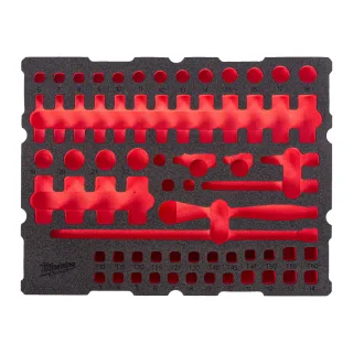 Milwaukee 1/4" Ratschen- u. Steckschlüsseleinsätze Einlage 68-teilige Einlage für PACKOUT Koffer mit Schubladen - 4932501867