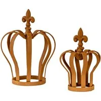 Levandeo® Gartenfigur, 2er Set Krone Metall Rostdeko Rost Gartendeko Deko-Krone Antik