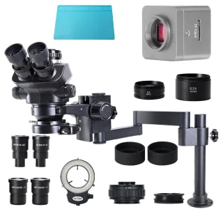 MUSTOOL HY-6210s 3.5X-200X Magnification 4K HDM Trinocular Stereo MicroscopeUSB Camera Simul-Focal LED Ring Light For In
