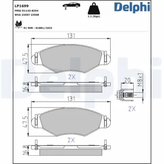 Delphi Bremsbel?ge vorne Peugeot 206 206+ 306