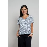 Seidel Moden Kurzarmbluse Otto exclusiv mit Minimalprint und V-Ausschnitt - MADE IN GERMANY