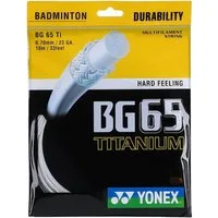 Yonex Badmintonsaite BG 65Ti (Haltbarkeit+Power) weiss 10m Set, Saitendicke: 0.70