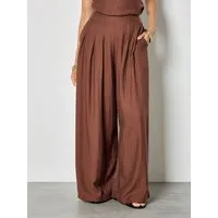 Apricot Palazzohose Weite Hose aus strukturiertem Twill mit Plissee