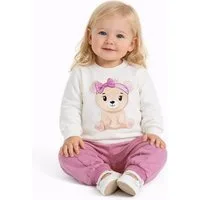 Lorey Medtec Langarmshirt & Hose Mädchen Outfit 2-tlg., Bärenmotiv, Pullover & Hose aus 100% Baumwolle (Pullover + Hose)