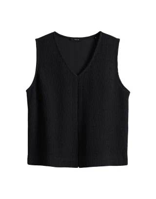 Opus - Regular Sweattop in Strickoptik - Gopica schwarz - Gr. - 40