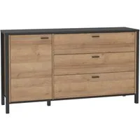 Newroom Sideboard Schwarz und Riviere Eiche 151 cm, Sideboard Schwarz und Riviere Eiche Modern Sideboard Highboard