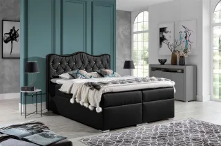 Boxspringbett Schlafzimmerbett SAHAN 180x200cm Kunstleder Schwarz