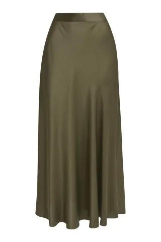 Milano Italy - skirt w/ elastic waistband at back khaki - Gr. - 34