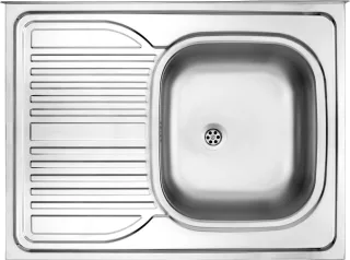 Neuesbad 1-Becken Spüle mit Abtropffläche, Satiniert, BACKSPLASH, LEFT, 800x600x160, 2'', Zubehör NB1DEZM6011L1