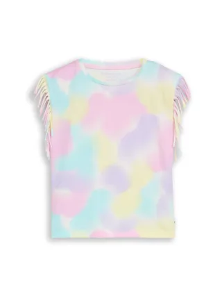 tom tailor kids - T-Shirt mit Fransen rainbow watercolor print - Gr. - 98