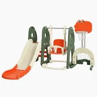 COSTWAY Rutsche, 6 in 1 Kinder Spielplatz Kinderschaukel, verstellbar