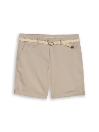 Tom Tailor - Chino Bermuda Shorts mit Gürtel soft taupe grey - Gr. - 46
