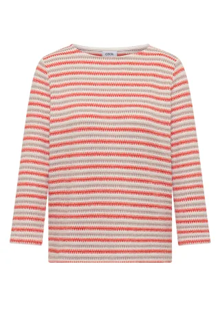 CECIL - Gestreiftes Strukturshirt cherry tomato orange - Gr. - L