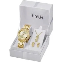 Firetti Quarzuhr Lumina Spectrum Classic Ray, (Set, 4-tlg., inkl. Ohrstecker und Kette mit Anhänger), Armbanduhr, Damenuhr, Glitzersteine, Geschenkset