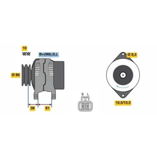 Bosch Lichtmaschine 90A Nissan Navara Np300 Pick 2,5 0986080740