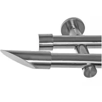 BASIT Gardinenstange Edelstahloptik 20mm mit Wandträgern 120 cm E32, Ø 20 mm, 2-läufig, verschraubt, Metall, H41 120 cm E32 Schräge