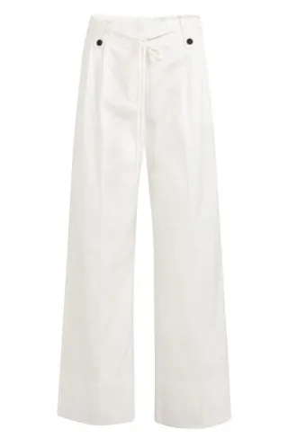 Yaya - Hose mit Bundfalten, weitem Bein und Kordelzug am Bund beige/weiß - Gr. - 36