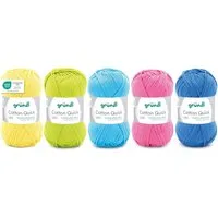 Gründl Cotton Quick uni - Wolle zum Häkeln und Stricken, 5 er Set Häkelwolle, 100% Baumwolle