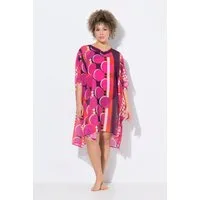 Ulla Popken Jerseykleid Tunika Chiffon Punkte Oversized V-Ausschnitt