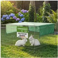 Zooprinz Freigehege Gittergehege mit Sonnennetz für Kaninchen Hasen, in S,M,XL, Freilauf Gehege, Auslauf Gehege