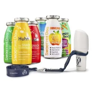 SmoothieDog Mix 6x 250 ml + Doggyroller Blau mit Karabiner + Lanyard