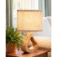 EDISHINE Nachttischlampe Höch 34cm Holz, Holzdeko, LED wechselbar, warmweiß, Lampe mit Ein-/Ausschalter, E27 Fassung mit 2700K LED-Glühbirne