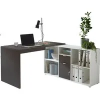 BMG Möbel Eckschreibtisch Lena (mit abschließbarer Tür, Computertisch, Winkelschreibtisch, Homeoffice, Bürotisch), Spiegelverkehrt montierbar, Arbeitsfläche 131x67 cm,Made in Germany